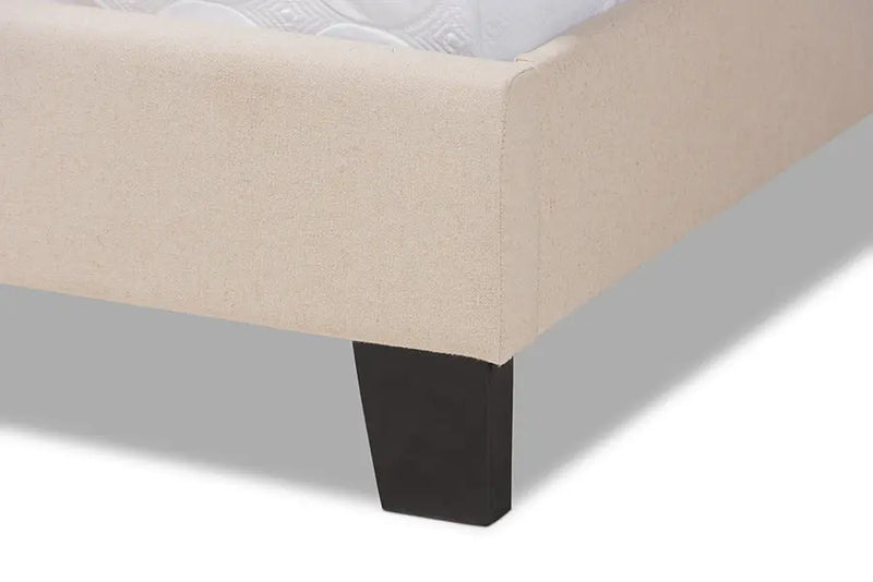 Tristan Beige Linen Fabric Panel Bed with Nailhead Trim (Full) iHome Studio