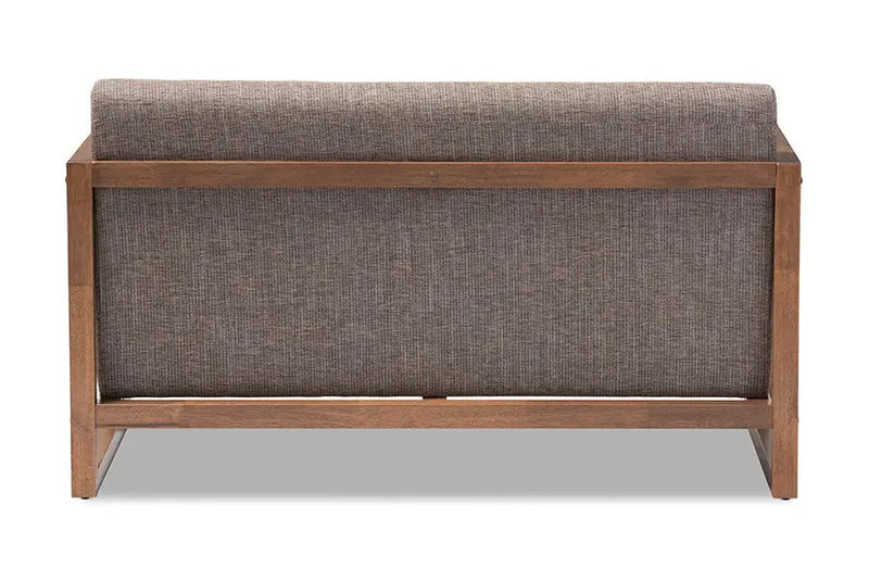 Valencia Walnut Wood Finished Gravel Fabric Upholstered 2-Seater Loveseat iHome Studio