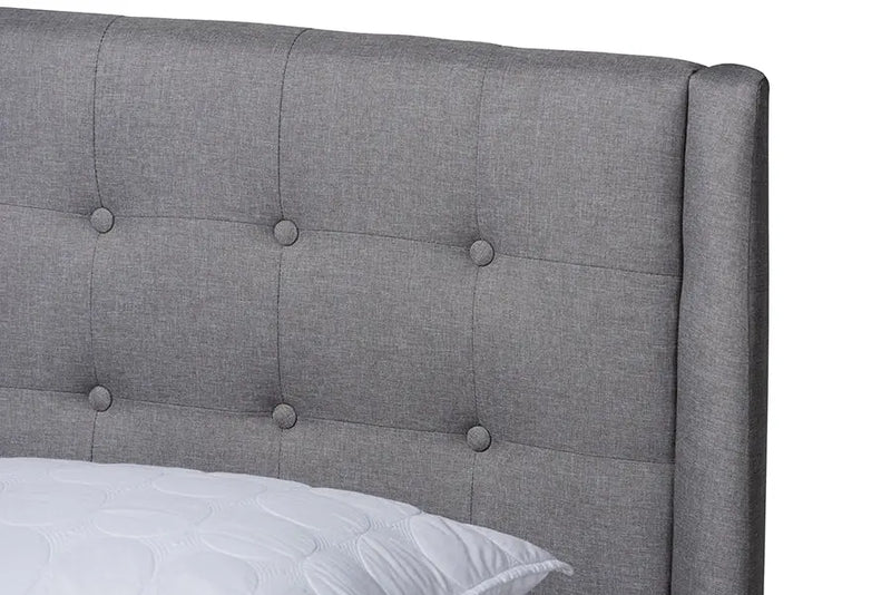 Valentina Gray Fabric Upholstered Wingback Platform Bed (King) iHome Studio