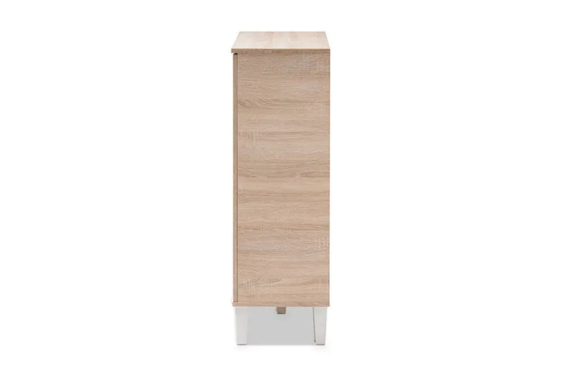 Valina 2-door Oak/Grey Wood Shoe Cabinet iHome Studio