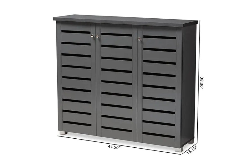 Verdell Dark Gray 3-Door Wooden Entryway Shoe Storage Cabinet iHome Studio