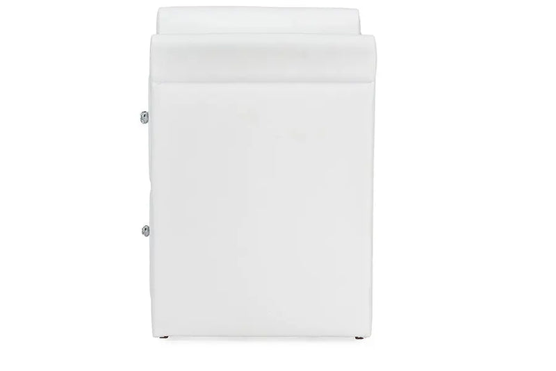 Victoria Matte White PU Leather 2 Storage Drawers Nightstand Bedside Table iHome Studio