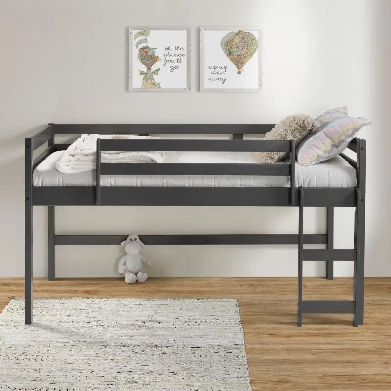 Violeta Twin Loft Bed, Gray Finish iHome Studio