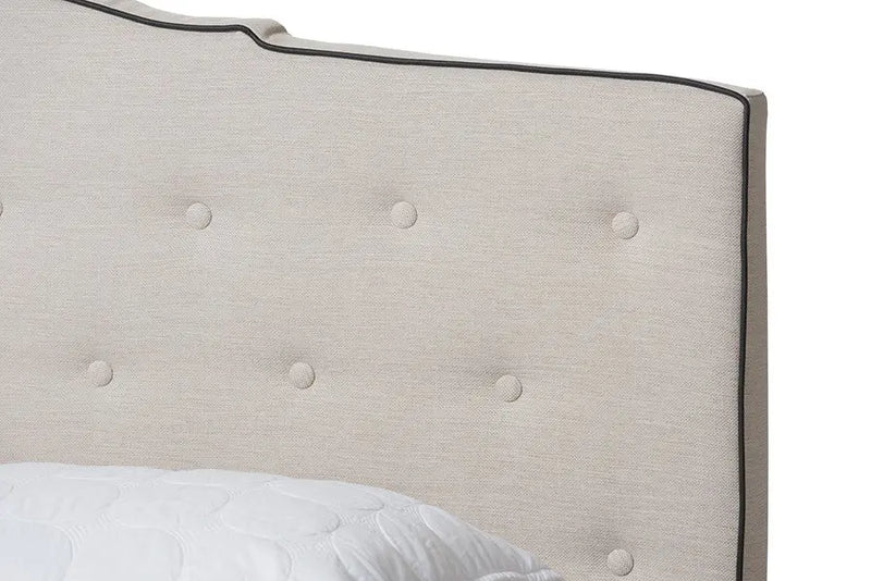 Vivienne Light Beige Fabric Upholstered Bed (King) iHome Studio