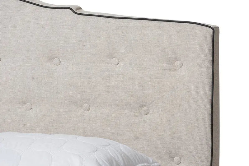 Vivienne Light Beige Fabric Upholstered Bed (Queen) iHome Studio