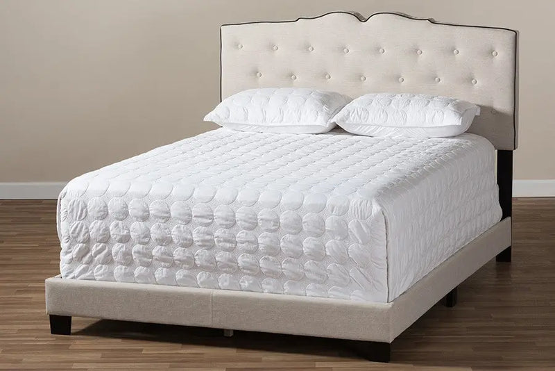 Vivienne Light Beige Fabric Upholstered Bed (Queen) iHome Studio