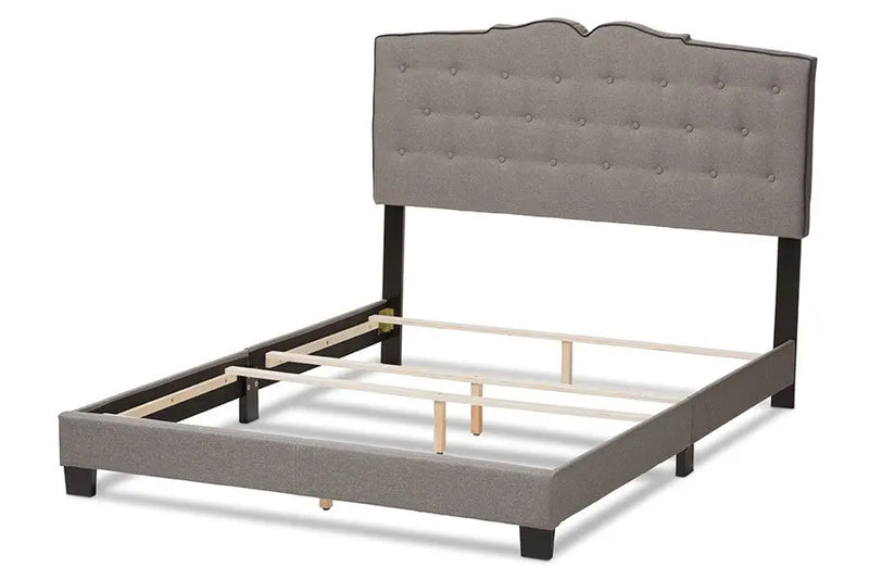 Vivienne Light Grey Fabric Upholstered Bed (Full) iHome Studio