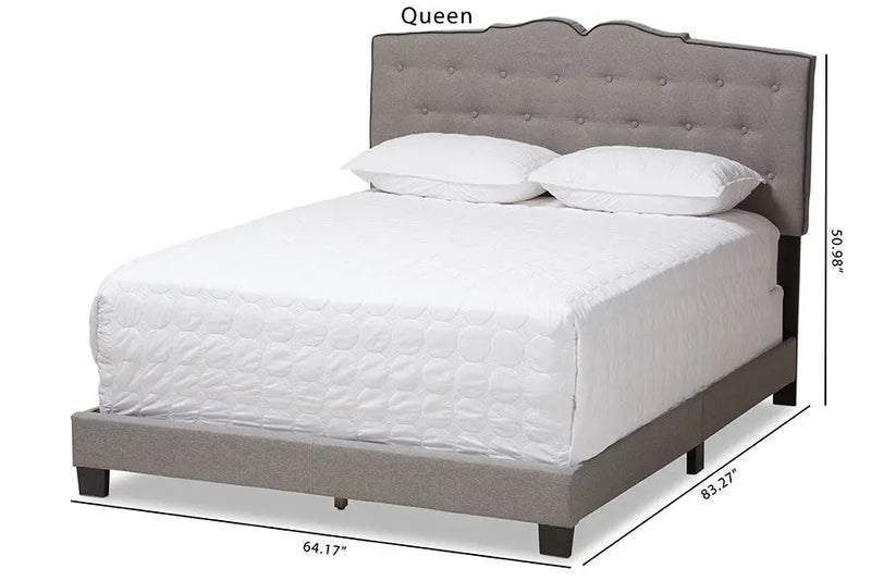 Vivienne Light Grey Fabric Upholstered Bed (King) iHome Studio