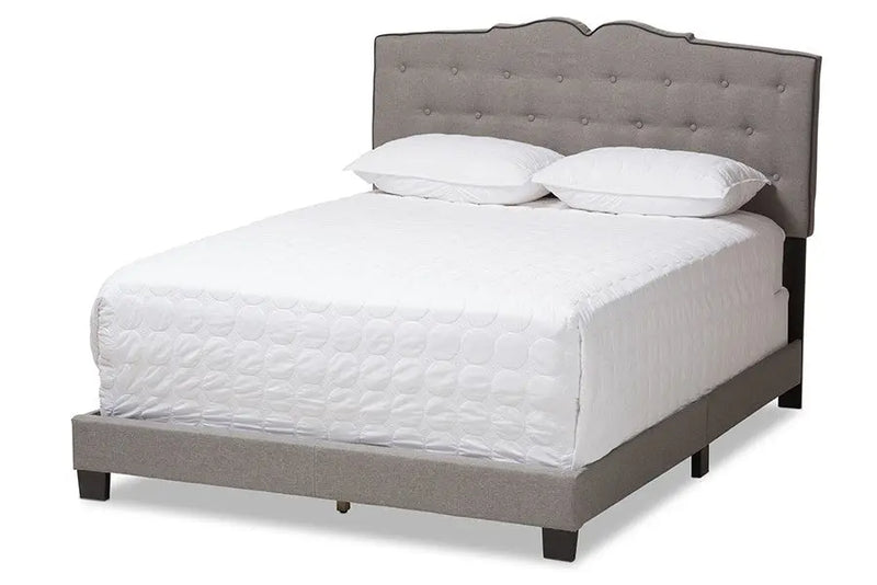 Vivienne Light Grey Fabric Upholstered Bed (Queen) iHome Studio