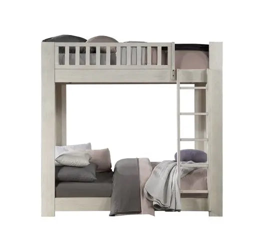 Vivienne Twin Bunk Bed, Weathered White Finish iHome Studio