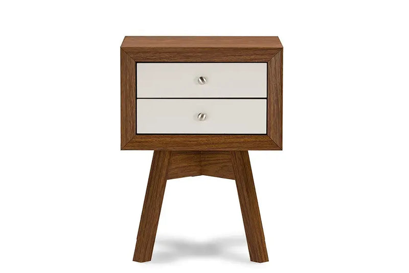 Warwick Two-tone Walnut and White Modern Accent Table and Nightstand iHome Studio