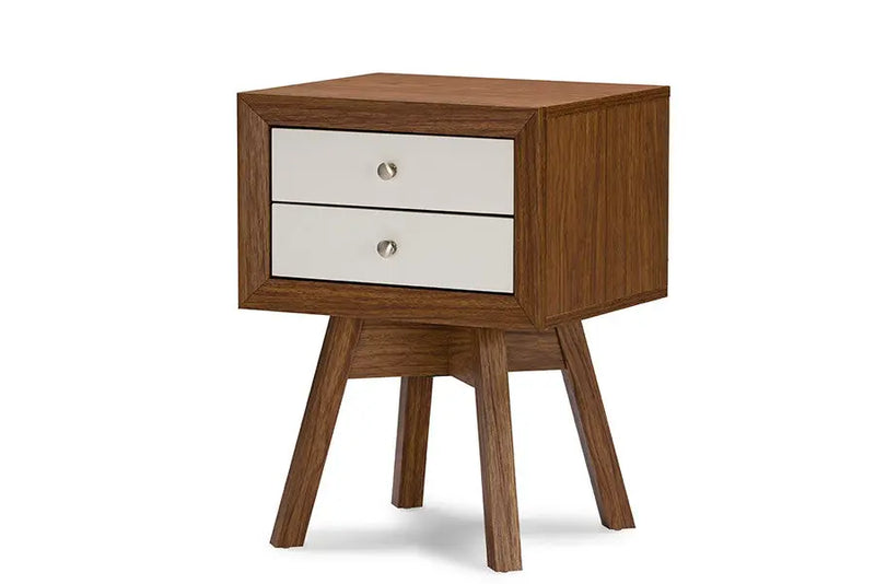 Warwick Two-tone Walnut and White Modern Accent Table and Nightstand iHome Studio