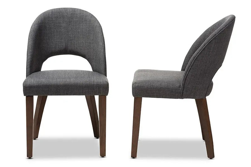 Wesley Dark Grey Fabric Upholstered Walnut Wood Dining Chair - 2pcs iHome Studio