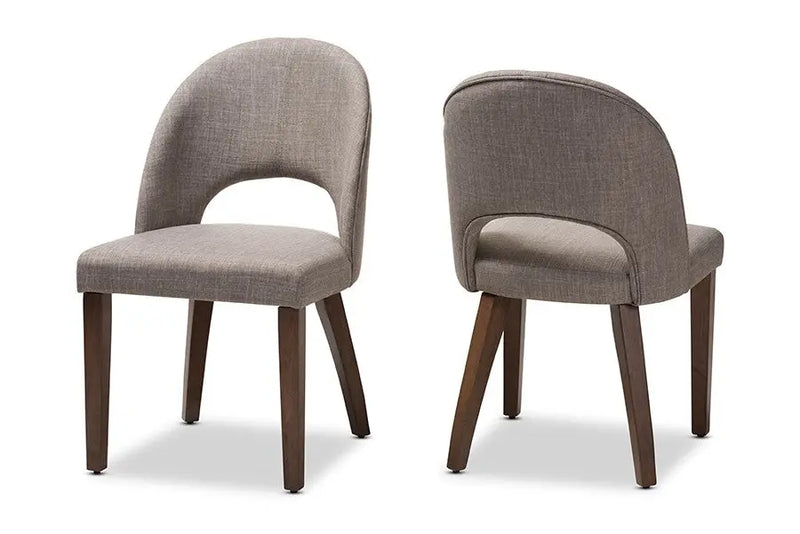 Wesley Light Grey Fabric Upholstered Walnut Wood Dining Chair - 2pcs iHome Studio