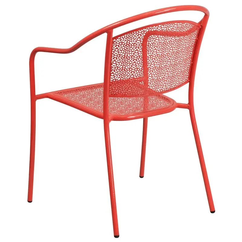 Westbury Coral Steel Arm Chair w/Round Back for Patio/Bar/Restaurant iHome Studio