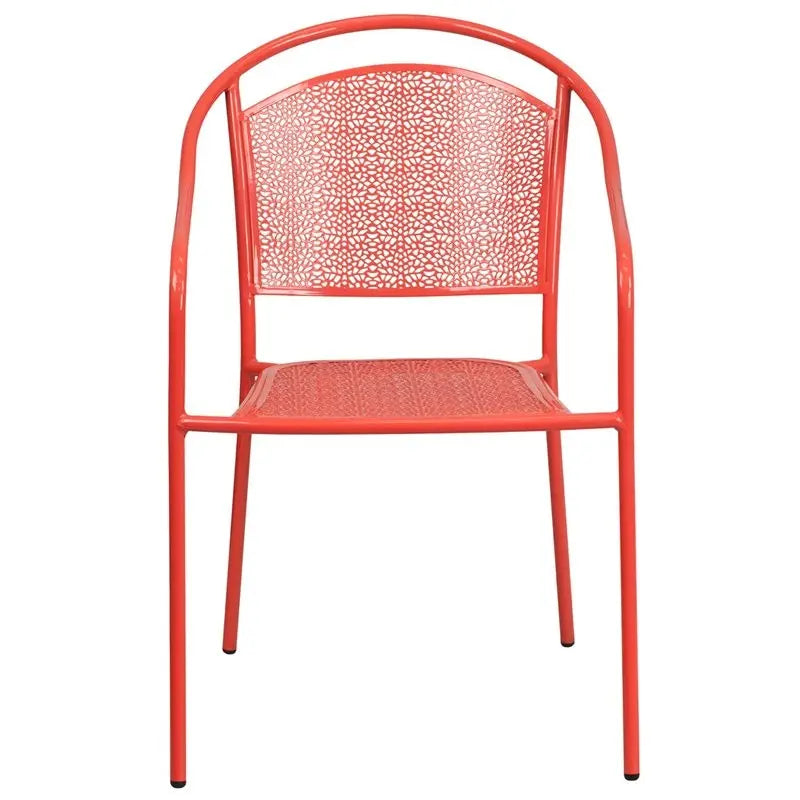 Westbury Coral Steel Arm Chair w/Round Back for Patio/Bar/Restaurant iHome Studio