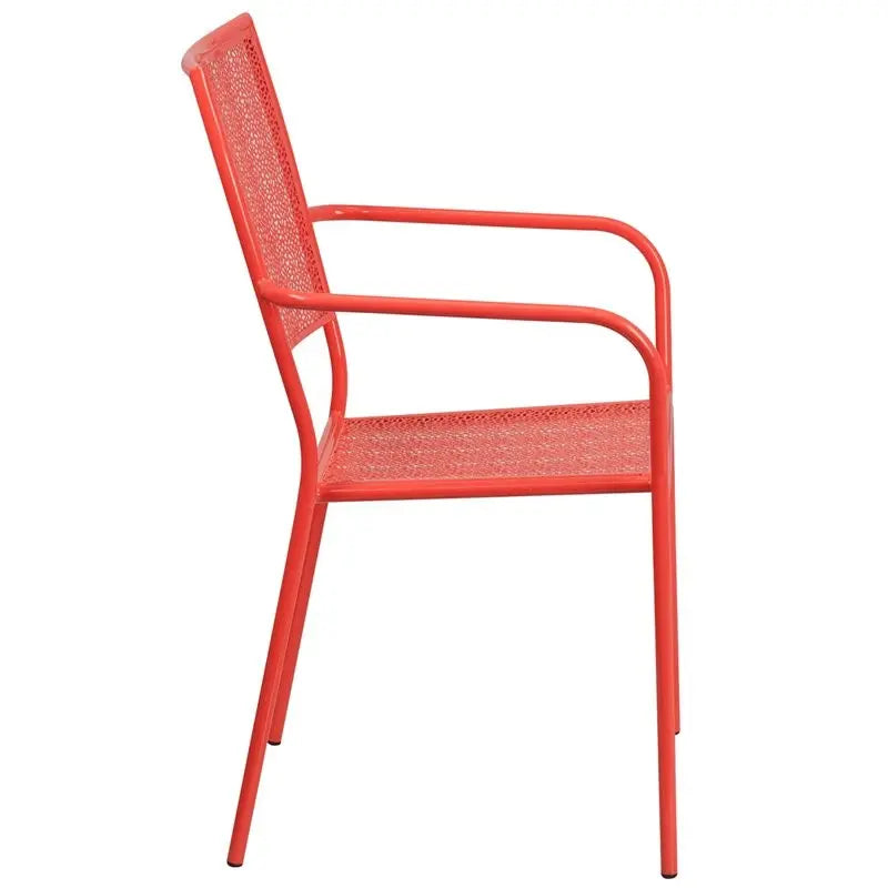 Westbury Coral Steel Arm Chair w/Square Back for Patio/Bar/Restaurant iHome Studio