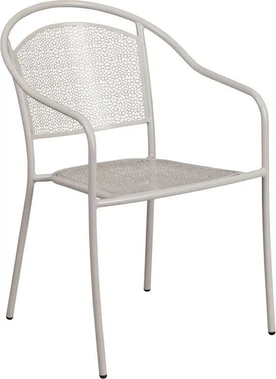 Westbury Light Gray Steel Arm Chair w/Round Back for Patio/Bar/Restaurant iHome Studio