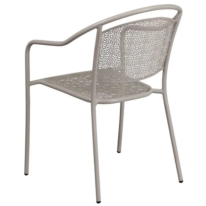 Westbury Light Gray Steel Arm Chair w/Round Back for Patio/Bar/Restaurant iHome Studio