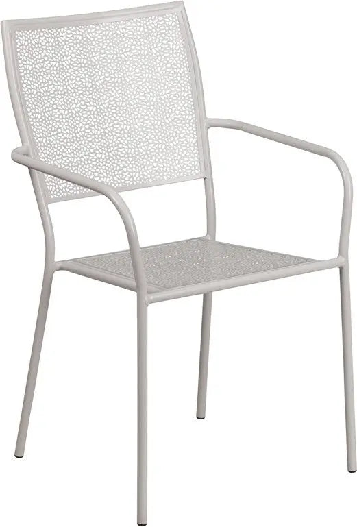 Westbury Light Gray Steel Arm Chair w/Square Back for Patio/Bar/Restaurant iHome Studio