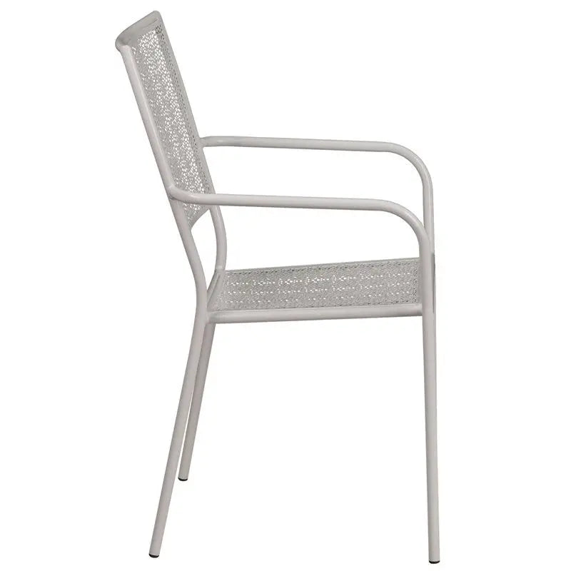 Westbury Light Gray Steel Arm Chair w/Square Back for Patio/Bar/Restaurant iHome Studio