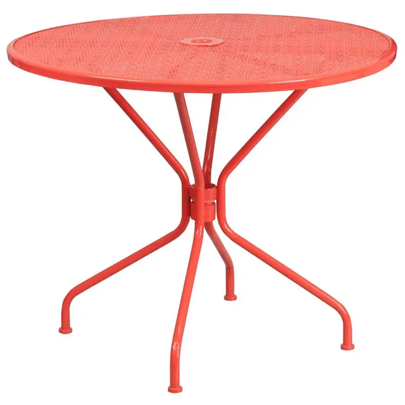 Westbury Round 35.25'' Coral Steel Table for Patio/Bar iHome Studio