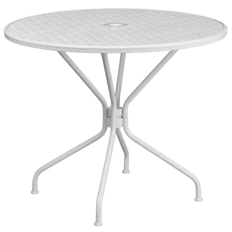 Westbury Round 35.25'' White Steel Table for Patio/Bar iHome Studio