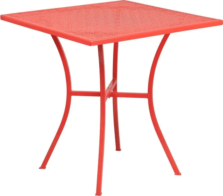 Westbury Square 28'' Coral Steel Table for Patio/Bar iHome Studio