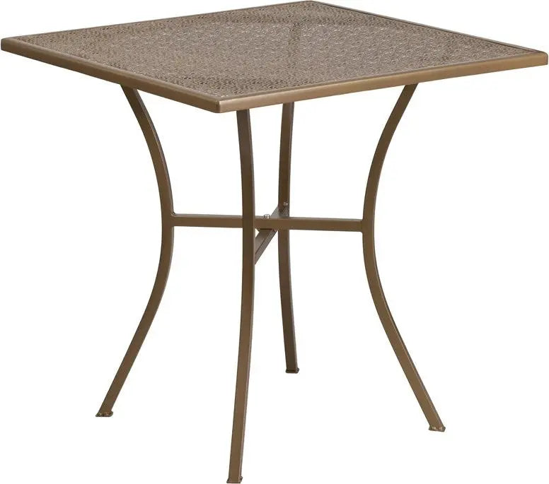 Westbury Square 28'' Gold Steel Table for Patio/Bar iHome Studio