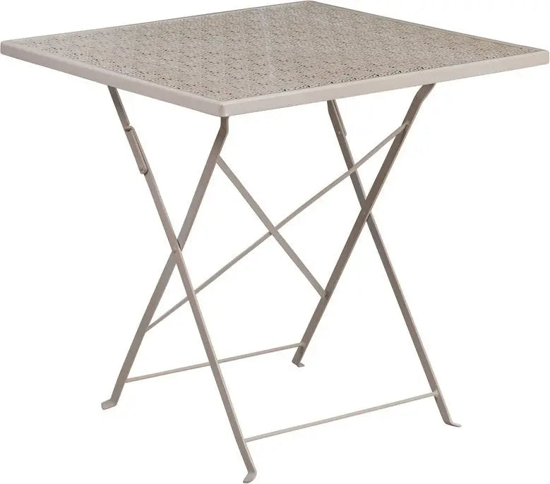 Westbury Square 28'' Light Gray Steel Folding Table for Patio/Bar iHome Studio