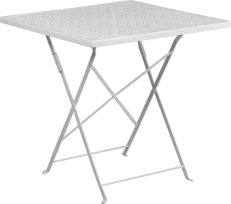 Westbury Square 28'' White Steel Folding Table for Patio/Bar iHome Studio