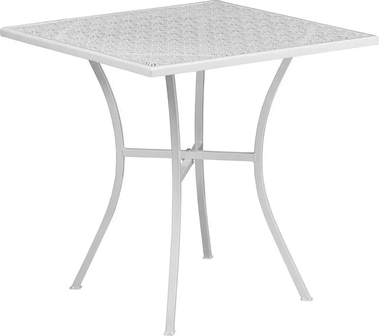 Westbury Square 28'' White Steel Table for Patio/Bar iHome Studio