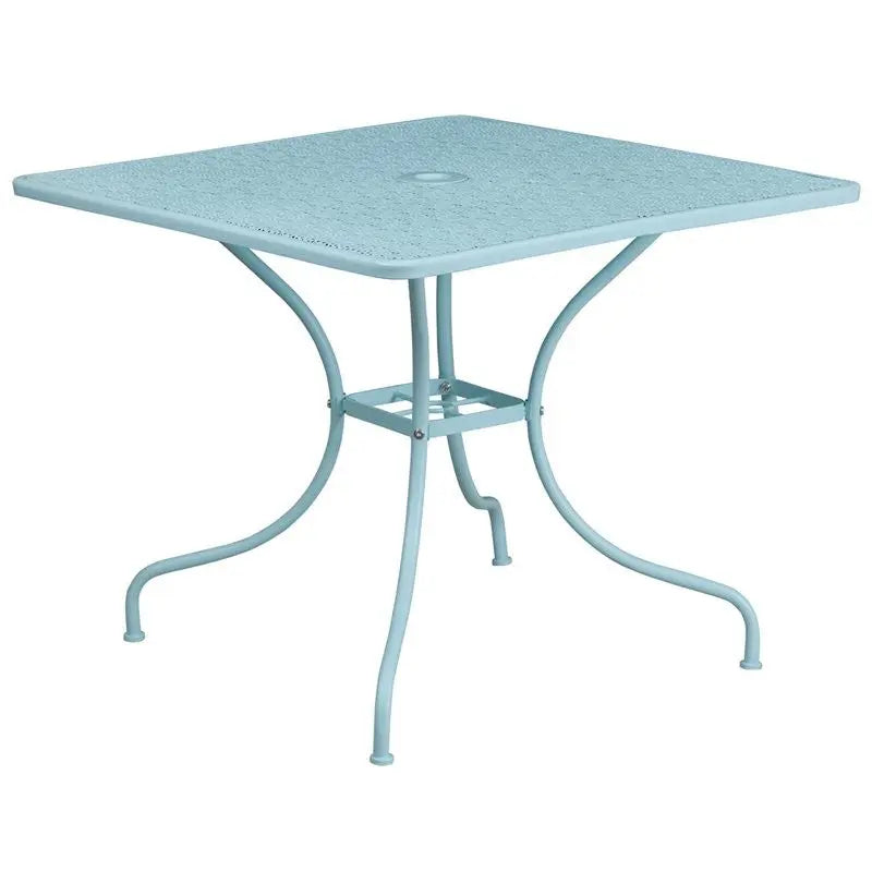 Westbury Square 35.5'' Sky Blue Steel Table for Patio/Bar iHome Studio