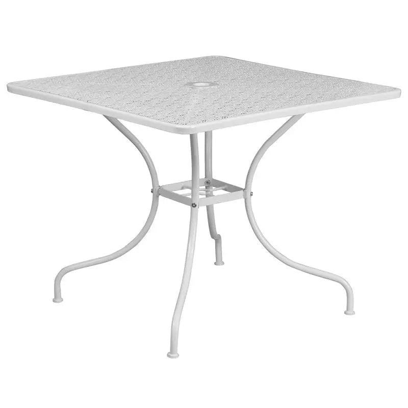 Westbury Square 35.5'' White Steel Table for Patio/Bar iHome Studio