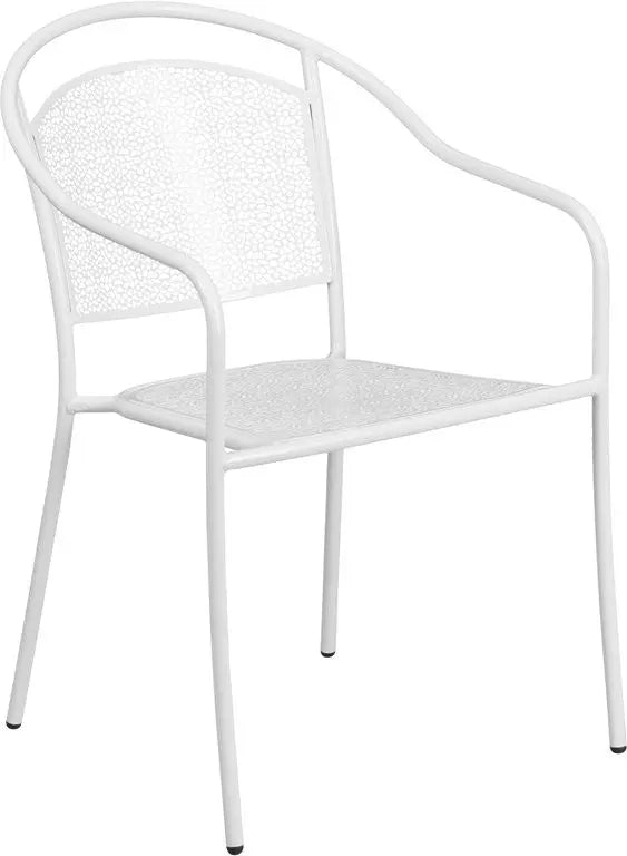 Westbury White Steel Arm Chair w/Round Back for Patio/Bar/Restaurant iHome Studio