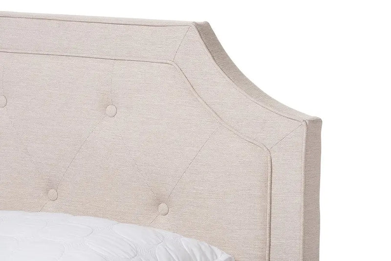 Willis Light Beige Fabric Upholstered Box Spring Bed (King) iHome Studio