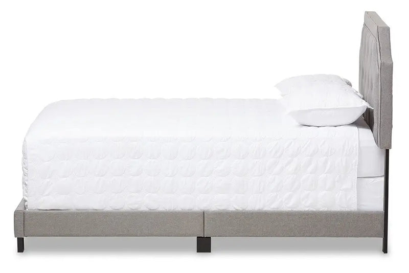 Willis Light Grey Fabric Upholstered Box Spring Bed (King) iHome Studio