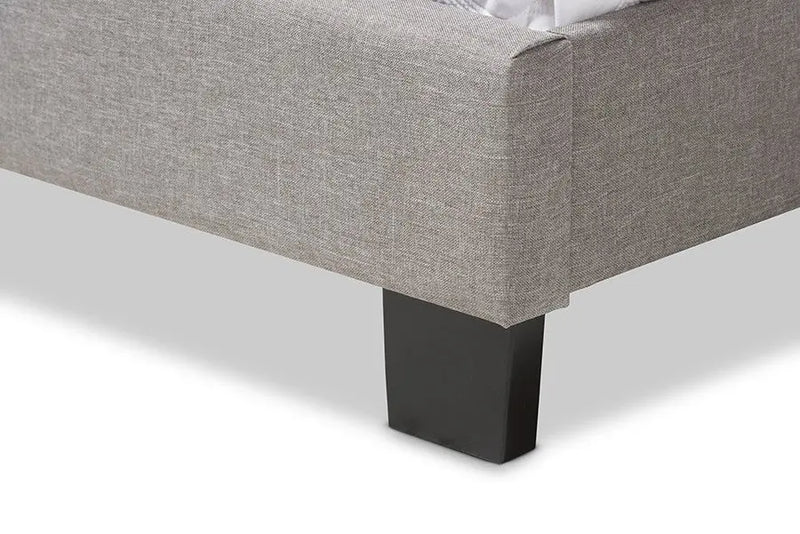 Willis Light Grey Fabric Upholstered Box Spring Bed (King) iHome Studio