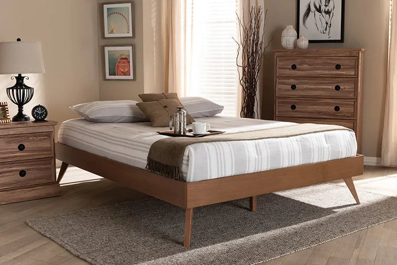 Willow Walnut Brown Wood Platform Bed (Full) iHome Studio