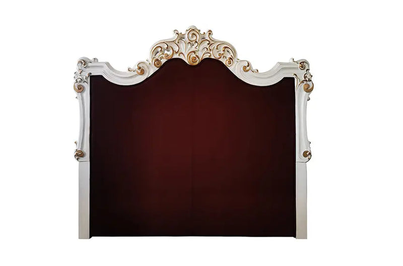 Wilson King Bed, Faux Leather & Antique Pearl Finish iHome Studio