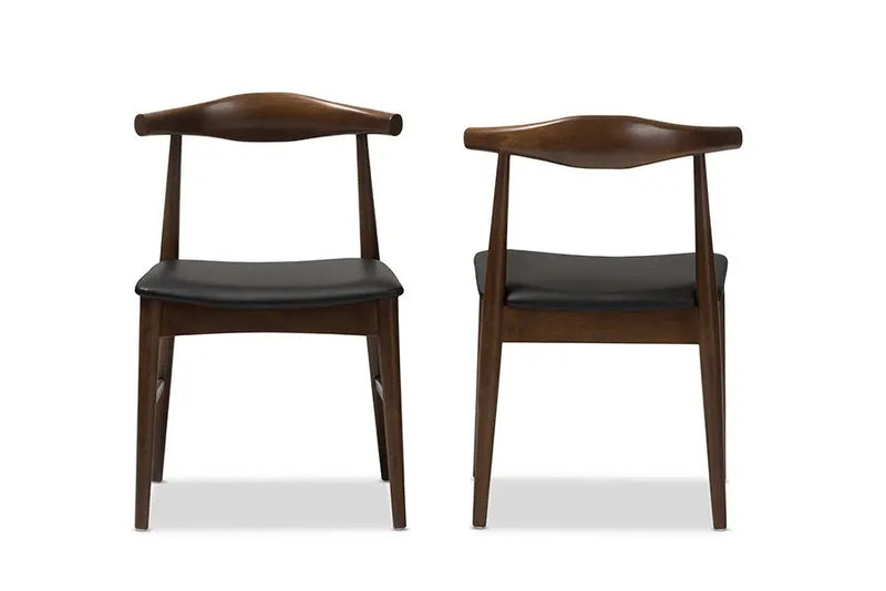 Winton Mid-Century Walnut Wood Faux Leather Dining Chair - 2pcs iHome Studio