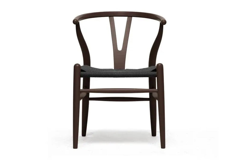 Wishbone Brown Wood Y Chair with Black Seat 2 PCS-Living Room Chair iHome Studio