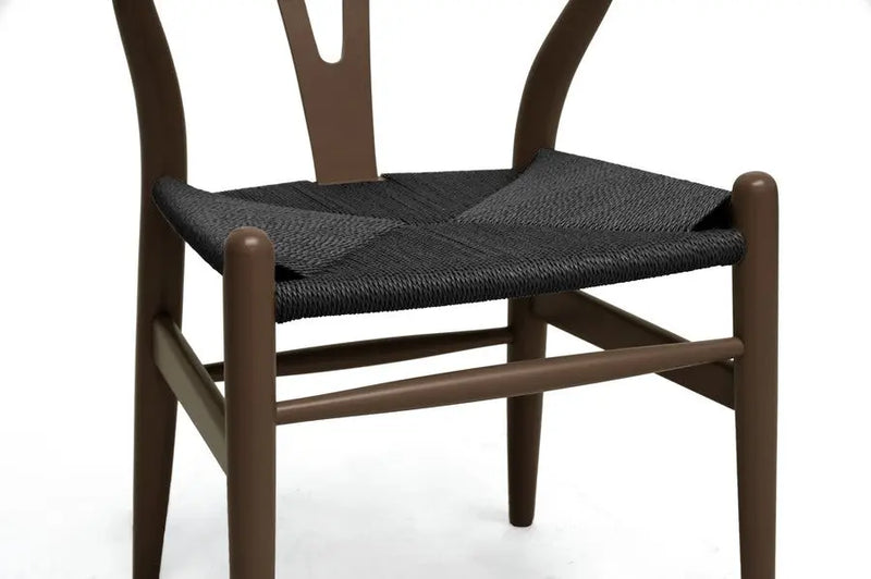 Wishbone Brown Wood Y Chair with Black Seat 2 PCS-Living Room Chair iHome Studio
