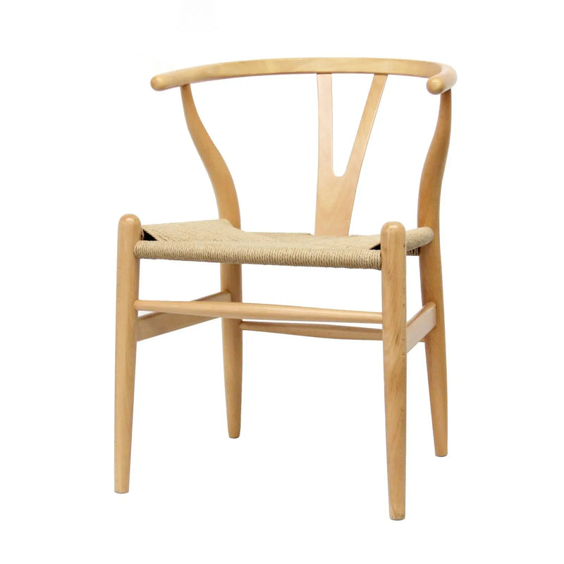 Wishbone Chair - Natural Wood 2 PCS-Living Room Y Chair iHome Studio