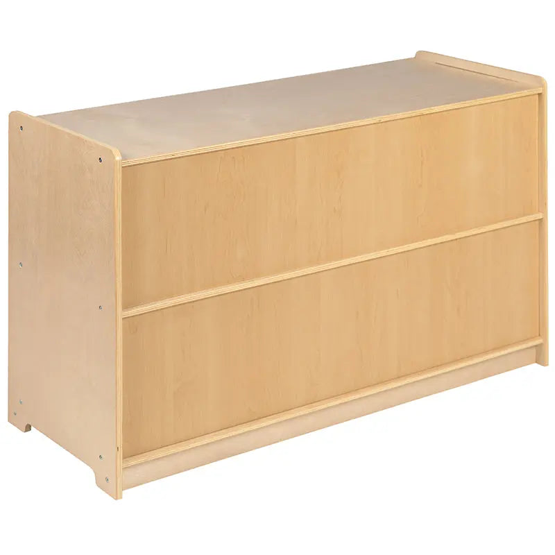 Wooden 2 Section School Classroom Storage Cabinet, 24"H x 36"L (Natural) iHome Studio