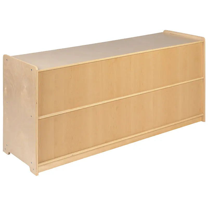 Wooden 2 Section School Classroom Storage Cabinet, 24"H x 48"L (Natural) iHome Studio