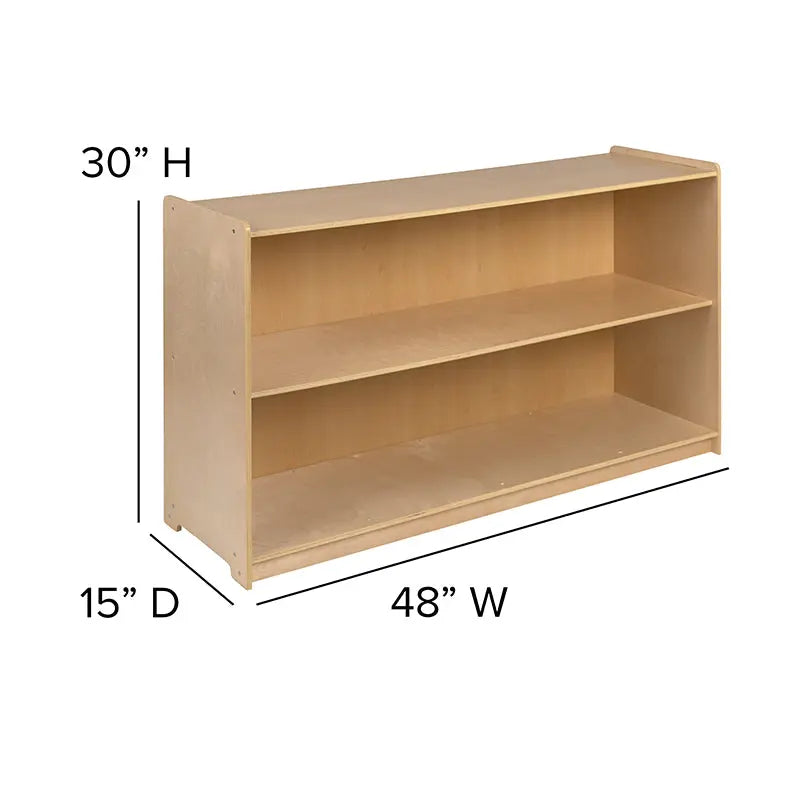 Wooden 2 Section School Classroom Storage Cabinet, 30"H x 48"L (Natural) iHome Studio