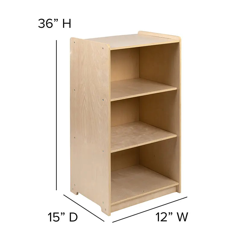 Wooden 3 Section School Classroom Storage Cabinet, 36"H (Natural) iHome Studio