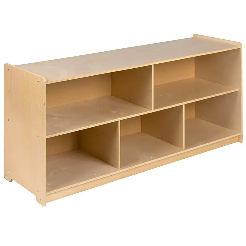 Wooden 5 Section School Classroom Storage Cabinet, 24"H x 48"L (Natural) iHome Studio