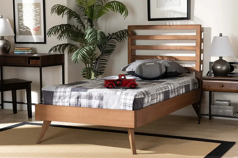 Worcester Ash Walnut Finished Wood Platform Bed (Twin) iHome Studio